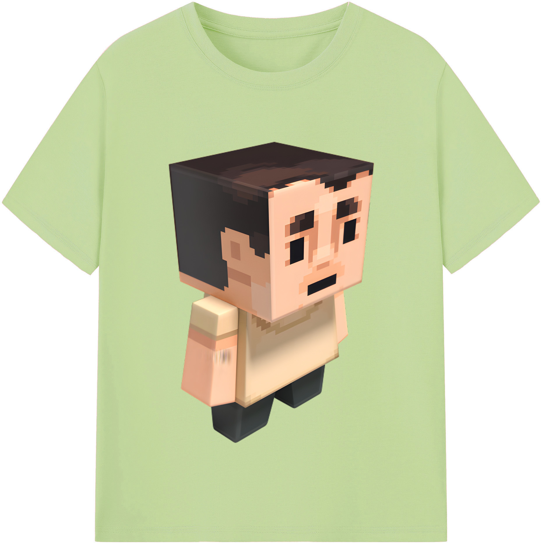 （画像用） マインクラフト ブロックの世界 Minecraft MC Block world 綿100％半袖Tシャツ（フロントプリント）